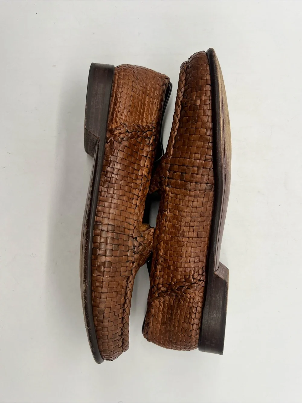 Cole Haan Men’s Sz 12M Brown Leather Woven Casual Loafers Dress Shoes.